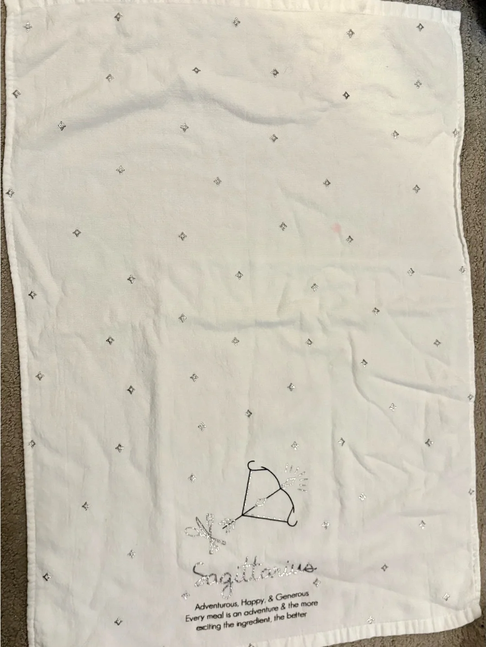 129- Isaac Mizrahi White Sagittarius Kitchen Towels - Set of 2